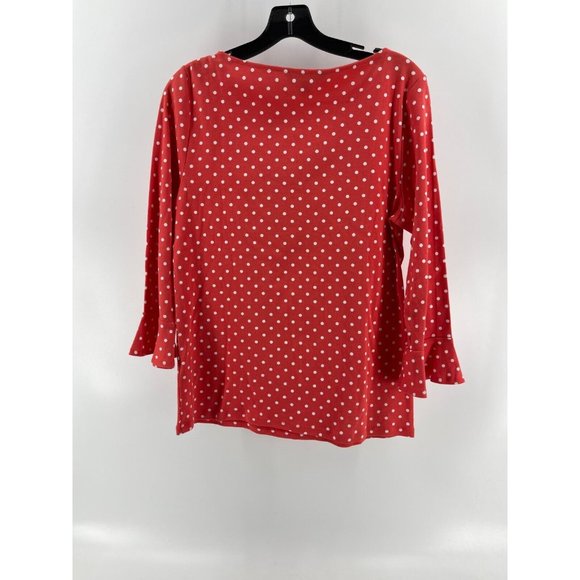 Lauren Ralph Lauren Women's Orange Long Sleeve Polka Dot Top Shirt Size XL - Picture 3 of 11